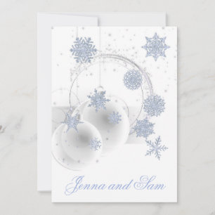 Holiday Winter Wedding Invitation white ice blue