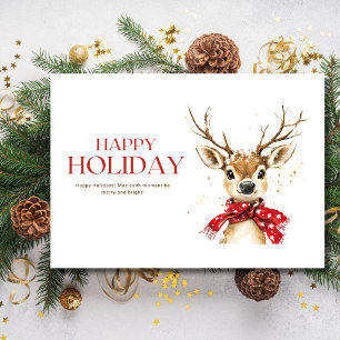 Holiday Winter Woodland Reindeer Happy Christmas Card
