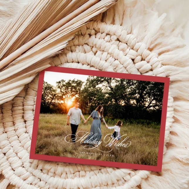 Holiday Wishes Boho Christmas Greeting Photo Card (Creator Uploaded)