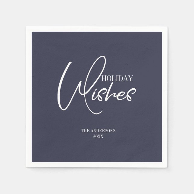 Holiday Wishes Christmas Paper Napkin (Front)