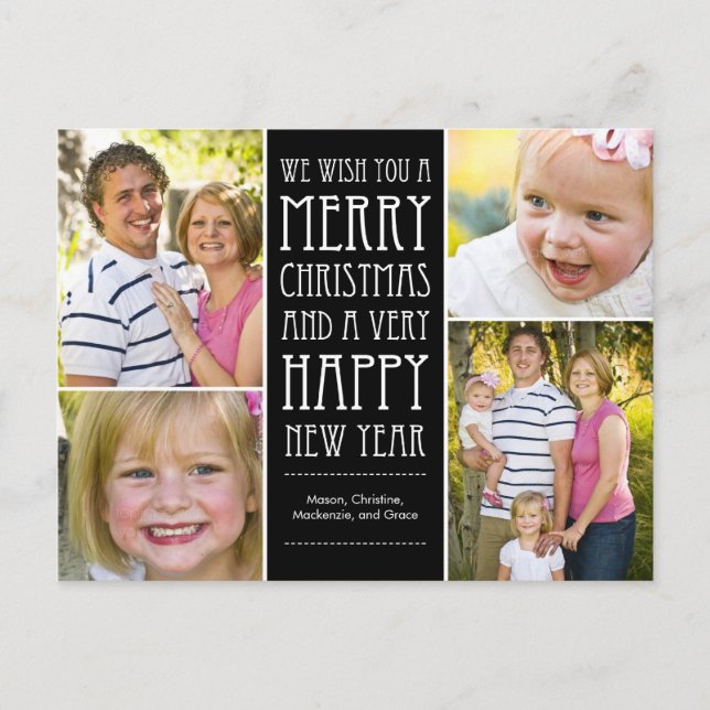 Holiday Wishes Christmas Photo Card Postcard (Front)