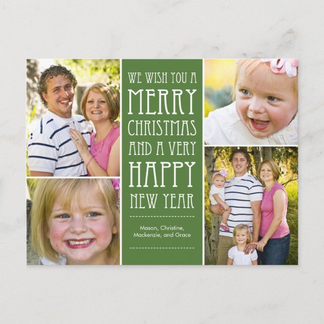 Holiday Wishes Christmas Photo Card Postcard (Front)