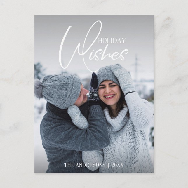 Holiday Wishes Christmas Photo Postcard (Front)