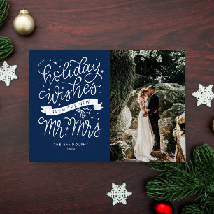 Holiday Wishes from the New Mr. & Mrs. (Blue) Card