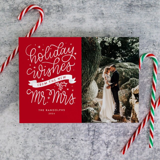 Holiday Wishes from the New Mr. & Mrs. (Red) Card (Creator Uploaded)
