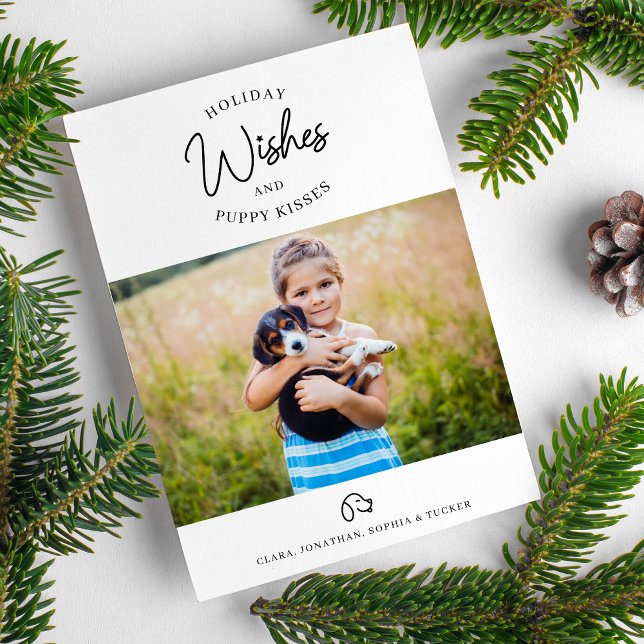 Holiday Wishes, Puppy Dog Kisses Photo Pet Owner Card (Creator Uploaded)
