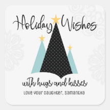Holiday Wishes with Hugs and Kisses Sticker Tag