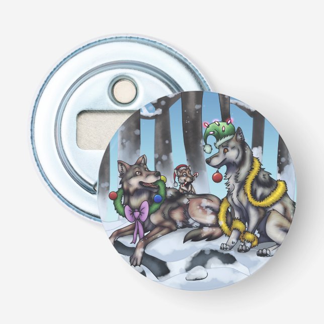 Holiday Wolves Bottle Opener (Front)