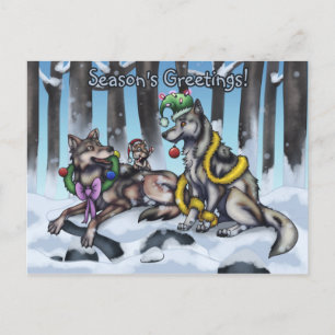 Holiday Wolves Postcard