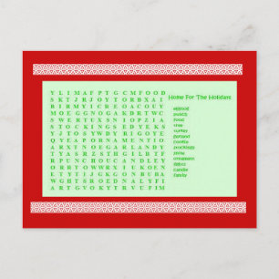 Holiday Word Find Puzzle Postcard