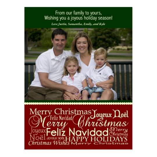Holiday Words Collage Christmas Photo Postcard