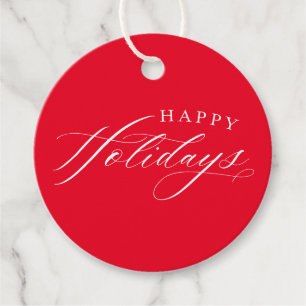 HOLIDAY WRAPPING Happy Holidays cute elegant red Favour Tags