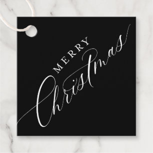 HOLIDAY WRAPPING Merry Christmas elegant black Favour Tags