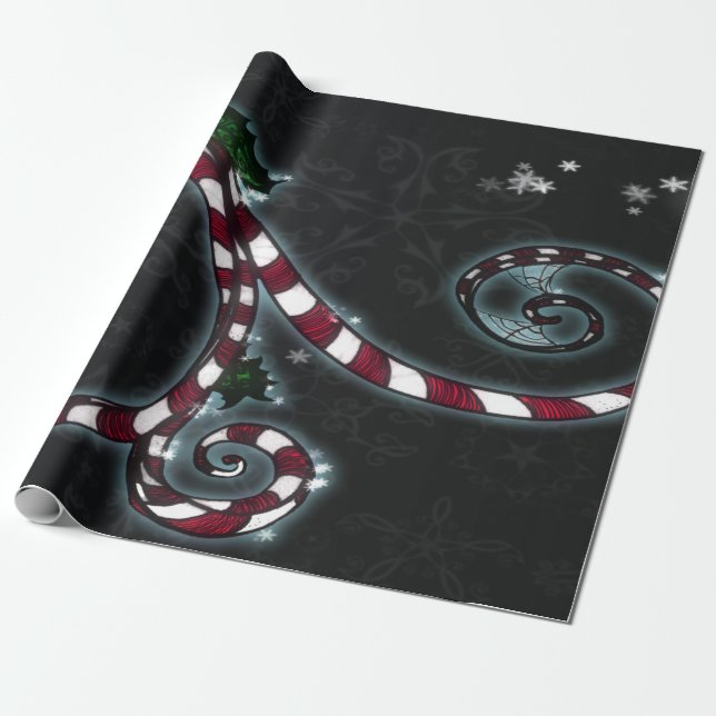 Holiday Wrapping Paper 'Candy Cane Vine' (Unrolled)