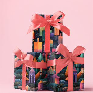 Holiday Wrapping Paper Flat Sheet Set of 3