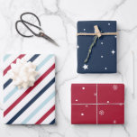 Holiday Wrapping Paper Flat Sheet Set of 3<br><div class="desc">Holiday Red White and Blue Wrapping Paper Flat Sheet Set of 3</div>