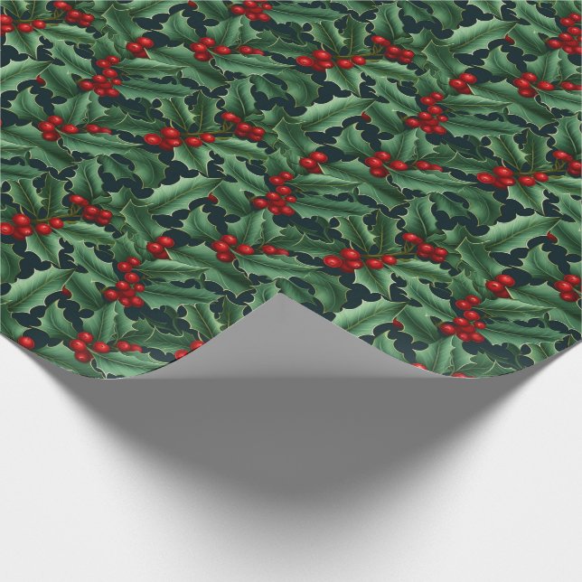 Holiday Wrapping Paper Holly (Corner)