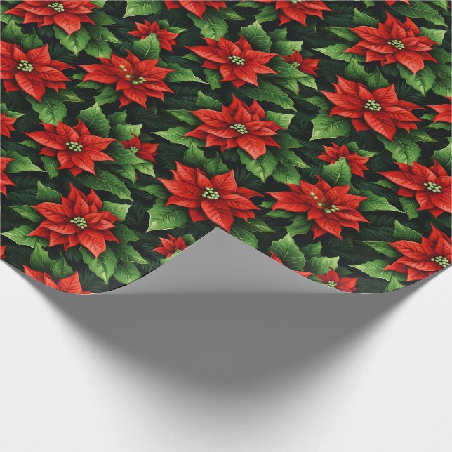 Holiday Wrapping Paper Poinsettias (Corner)
