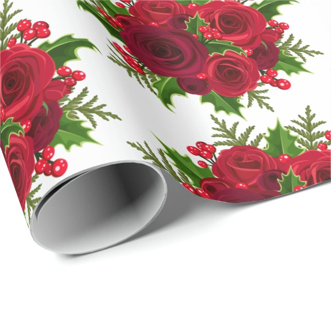 Holiday Wrapping Paper-Red Roses Wrapping Paper (Roll Corner)