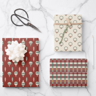 Holiday Wreath and Ornament Gift wrap sheets