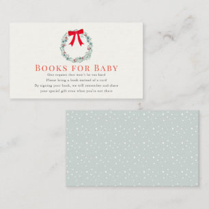 Holiday Wreath Baby Shower Book Reqest Enclosure Card