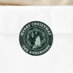 Holiday Wreath Cardinal Custom Christmas Classic Round Sticker
