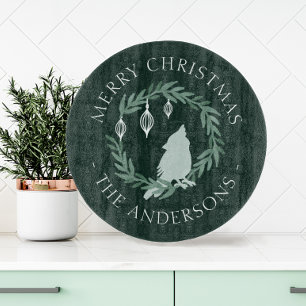 Holiday Wreath Cardinal Custom Christmas Cutting Board