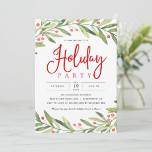 Holiday Wreath Christmas Party Invitation