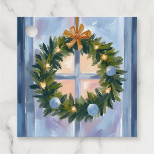Holiday Wreath Christmas Watercolor Favour Tags