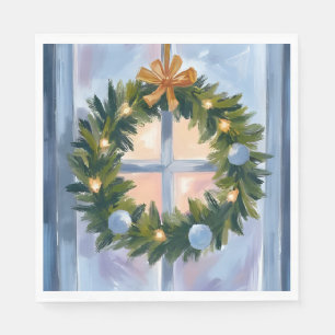 Holiday Wreath Christmas Watercolor Napkin