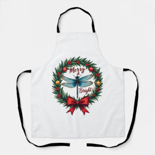 Holiday Wreath Dragonfly Apron