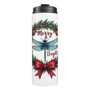 Holiday Wreath Dragonfly Thermal Tumbler