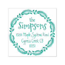 Holiday Wreath Family Return Address Stamp