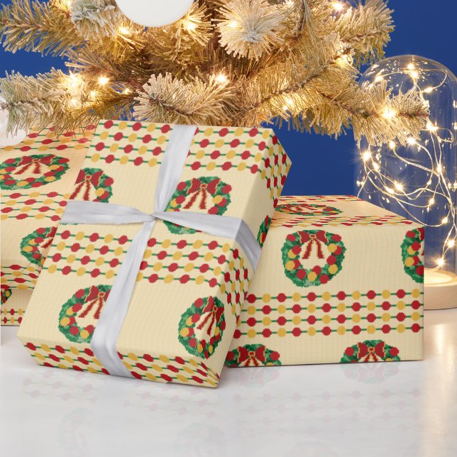 Holiday Wreath Knit Wrapping Paper (Holidays)