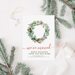 holiday wreath Moving New Home announcement Postcard