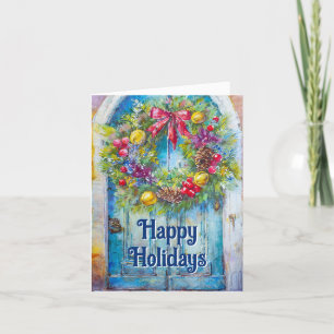 Holiday Wreath on Old Door