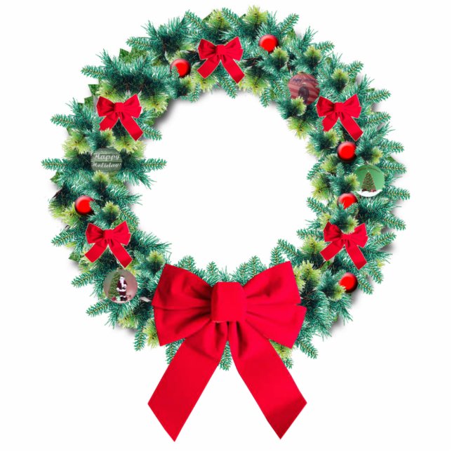 Holiday Wreath Ornament Photo Sculpture Decoration (Front)