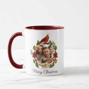 Holiday wreath photo gift  mug