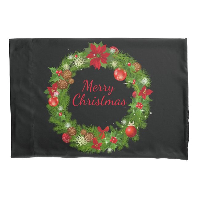Holiday Wreath Pillowcase (Front)