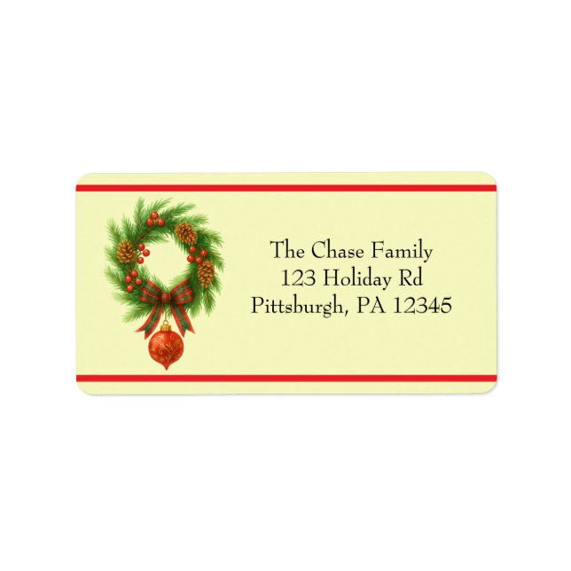 Holiday Wreath shipping Label (Front)