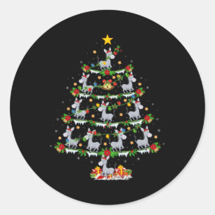 Holiday Xmas Lighting Santa Donkey Christmas Tree  Classic Round Sticker