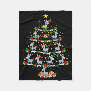 Holiday Xmas Lighting Santa Donkey Christmas Tree Fleece Blanket
