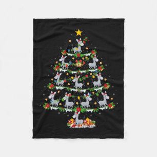 Holiday Xmas Lighting Santa Donkey Christmas Tree Fleece Blanket