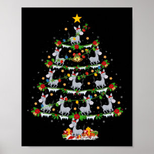 Holiday Xmas Lighting Santa Donkey Christmas Tree Poster