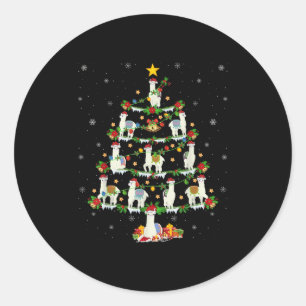 Holiday Xmas Lighting Santa Llama Christmas Tree  Classic Round Sticker
