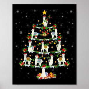 Holiday Xmas Lighting Santa Llama Christmas Tree  Poster