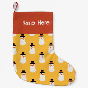 Holiday Xmas Minimal Cute Snowman Retro Yellow Small Christmas Stocking