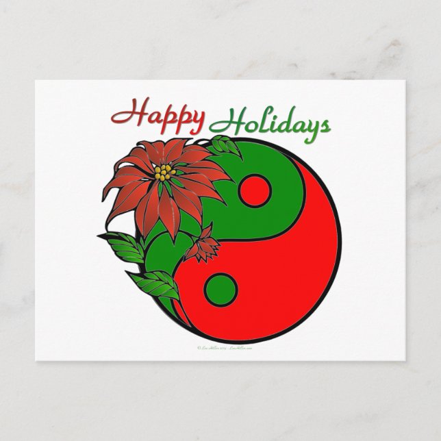 Holiday Yin Yang Poinsettia Green Red (Front)