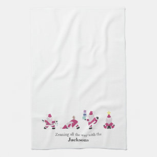 Holiday Yogi Yoga Santa Family Tea Towel