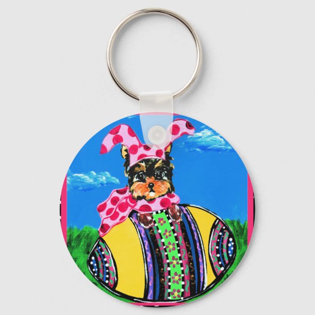 Holiday Yorkie Poos Key Ring (Front)